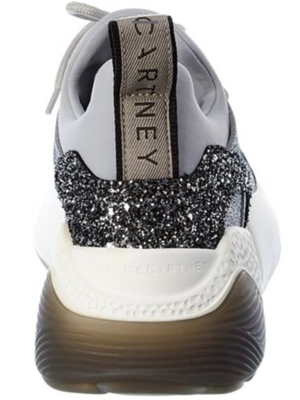 Stella McCartney White Sneakers with Black Glitter Heel Tab